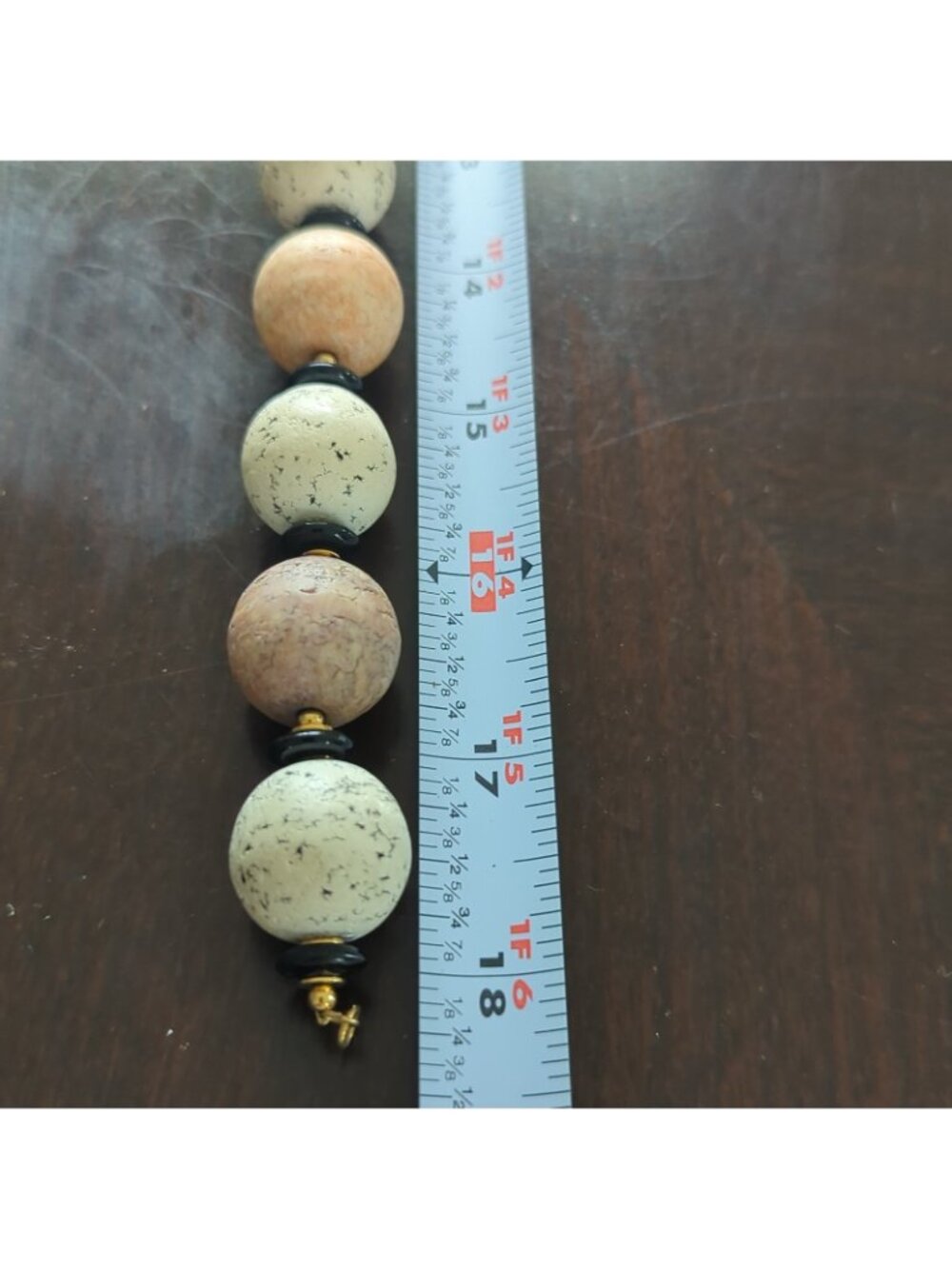 Monet Vtg Stone Bead Necklace Speckled Pastel Earth Tones Estate - Lp - Picture 8 of 10